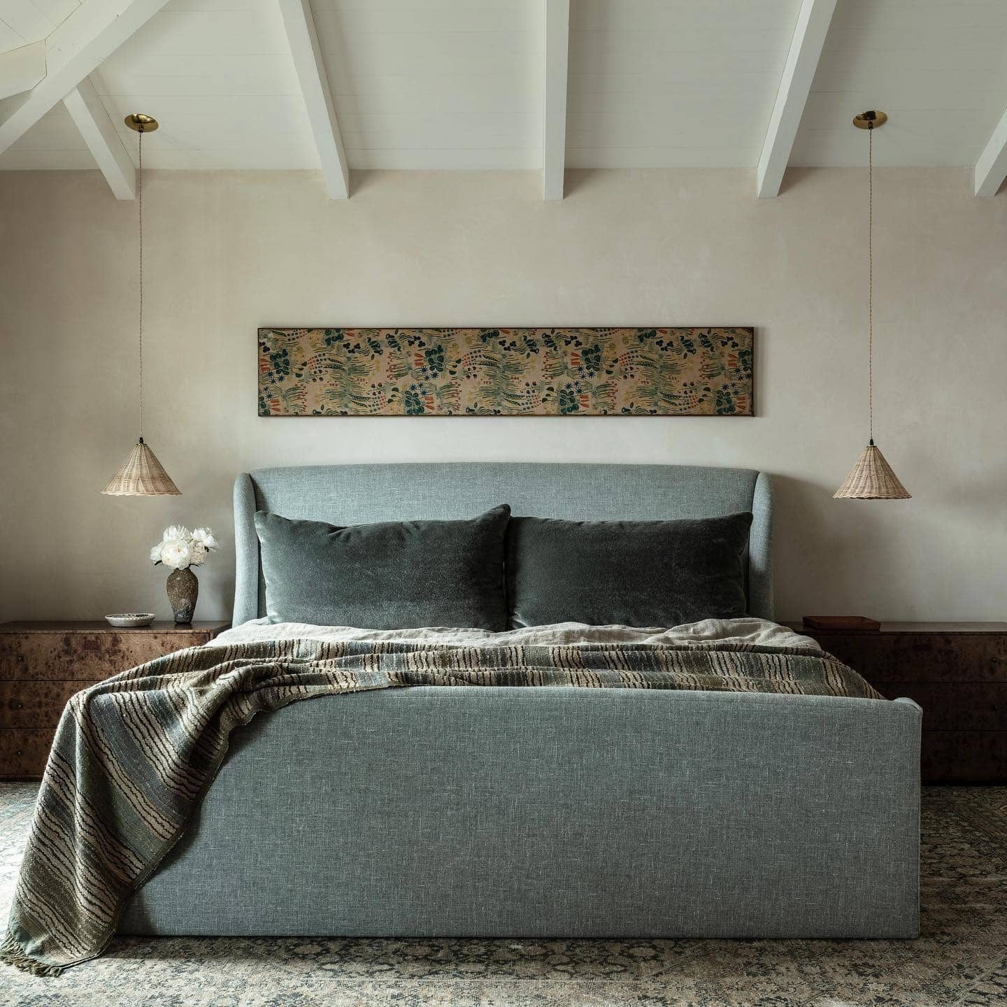 17. Rustic Earth Tone Bedroom with Sage Green and Deep Wood - earth tones bedroom ideas