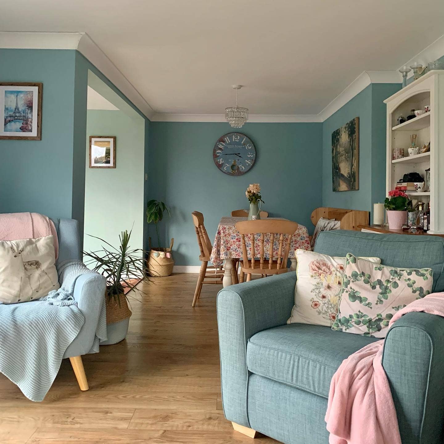 18. Soft Blue Country Living Room with Pastel Cottage Style - country living room ideas