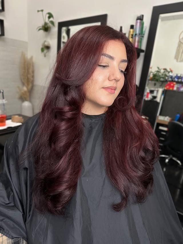 5. Plum Burgundy Blowout Layers - Plum Hair Color