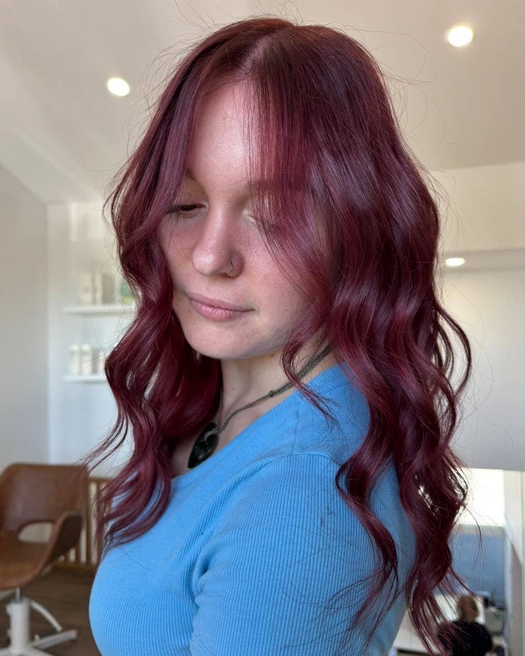 9. Bright Cherry Plum Waves - Plum Hair Color