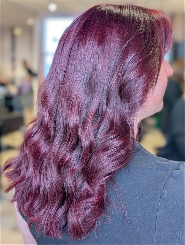 15. Soft Plum Gloss Waves - Plum Hair Color
