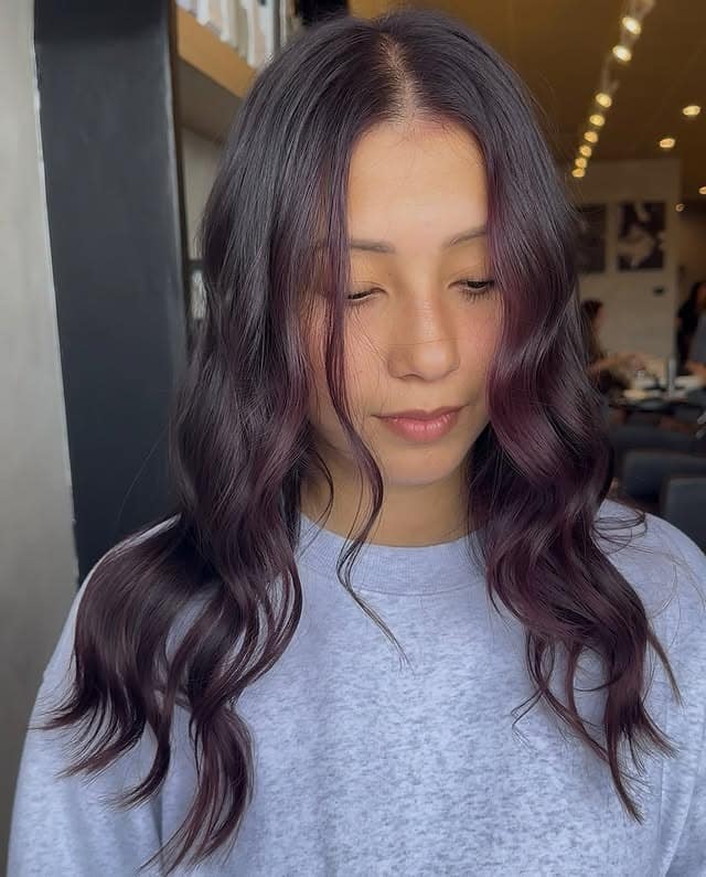 16. Dark Plum Natural Waves - Plum Hair Color
