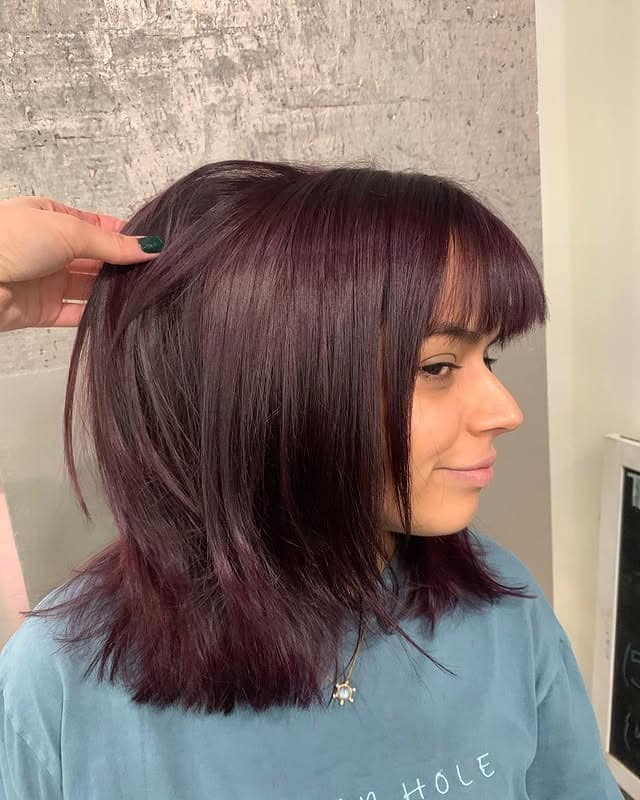 18. Plum Bob with Soft Fringe - Plum Hair Color