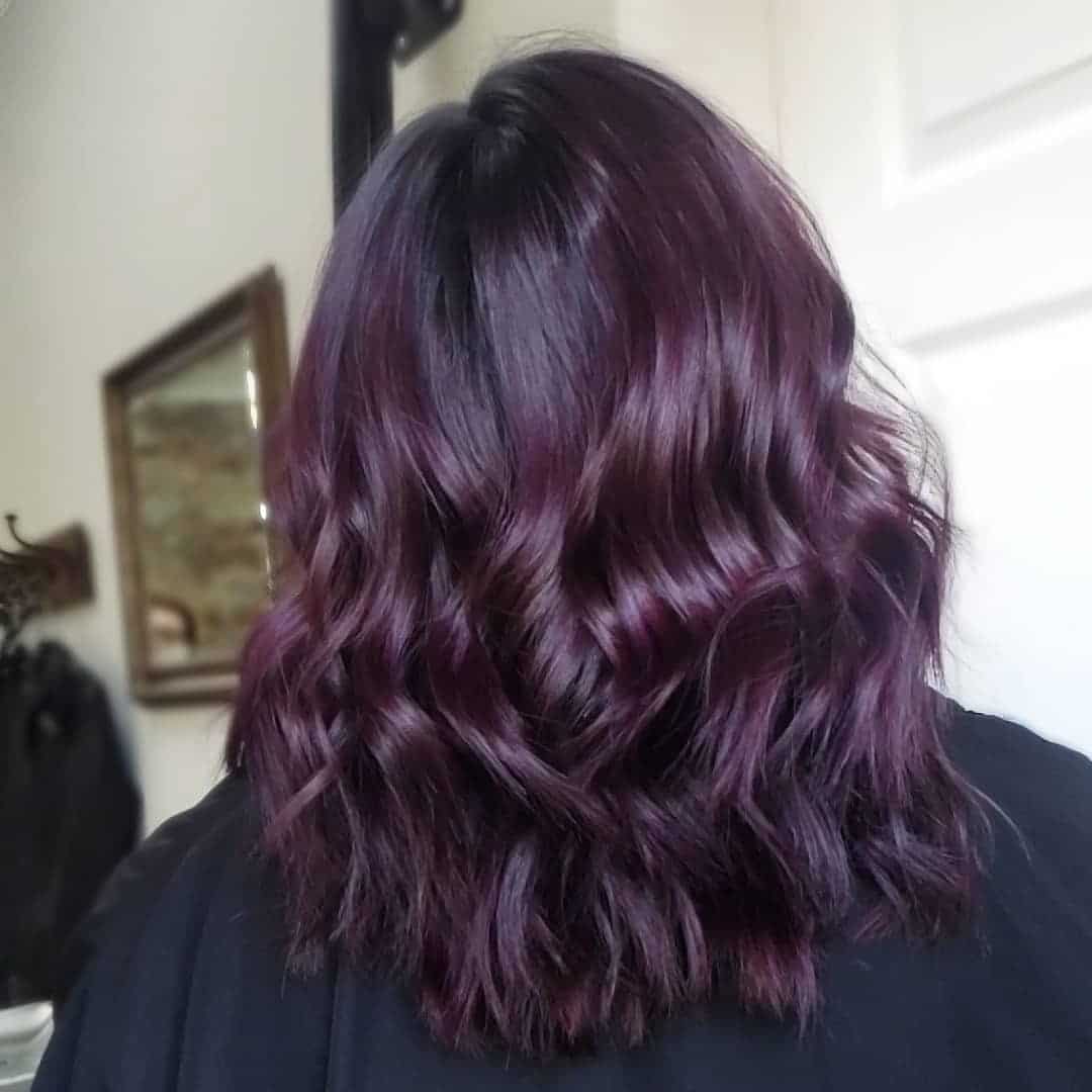 22. Dark Violet Plum Textured Waves - Plum Hair Color