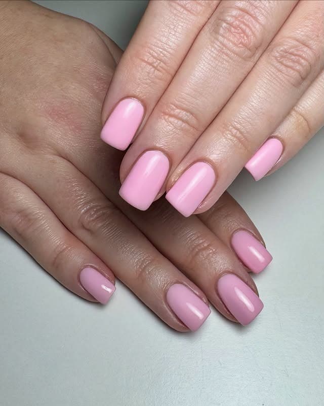 2. Bubblegum Pastel Pink Short Square Nails - pastel pink nail ideas