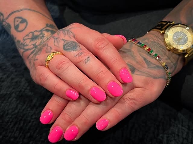 5. Bright Pastel Pink Oval Gel Nails - pastel pink nail ideas