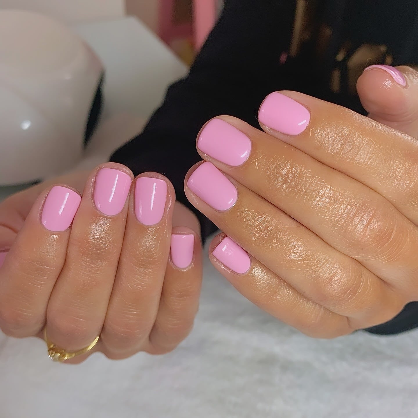 10. Minimal Pastel Pink Short Square Nails - pastel pink nail ideas