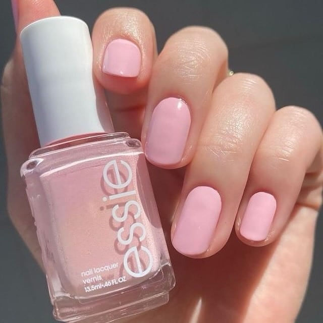 14. Classic Pastel Pink Short Square Nails - pastel pink nail ideas