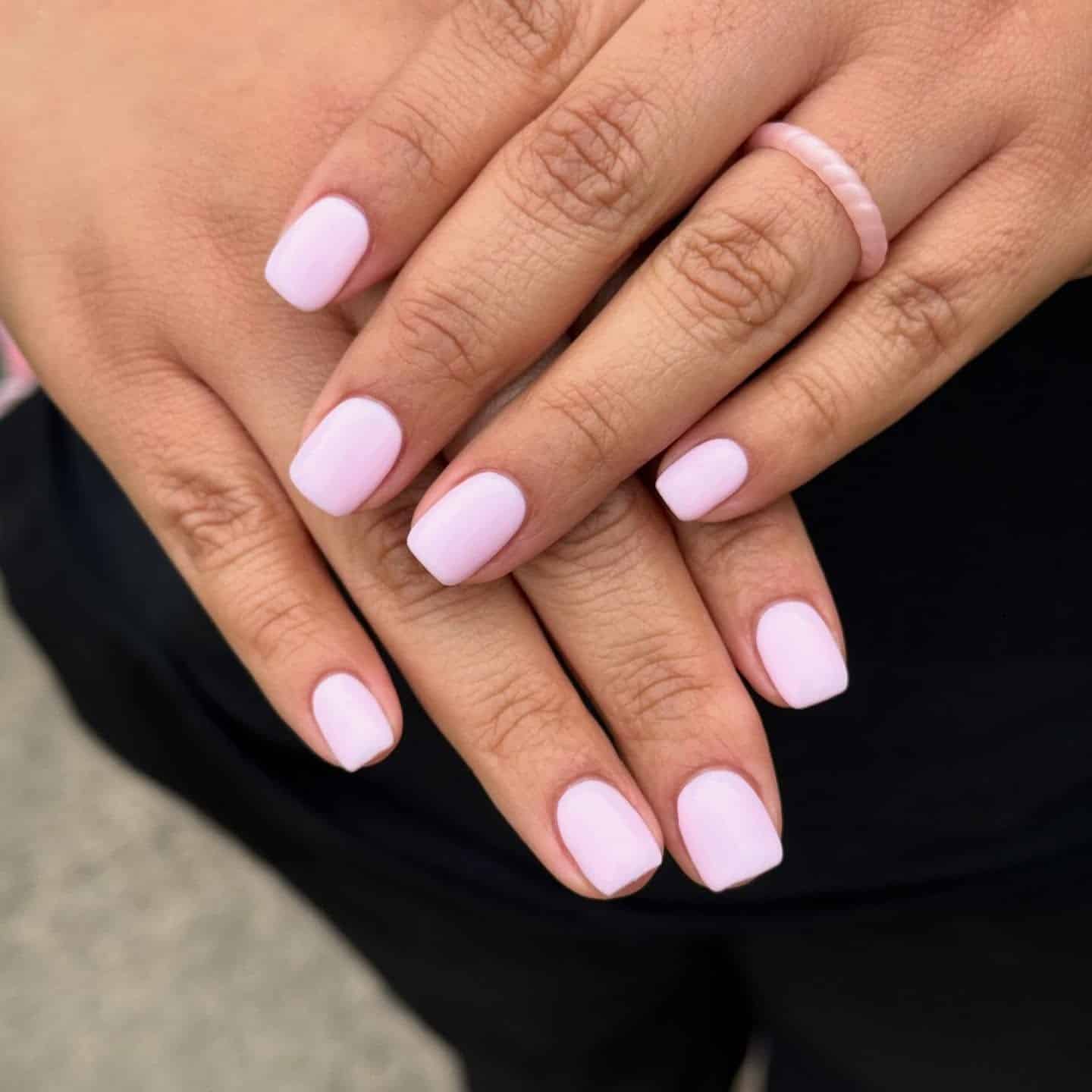 16. Matte Baby Pink Square Nails - pastel pink nail ideas