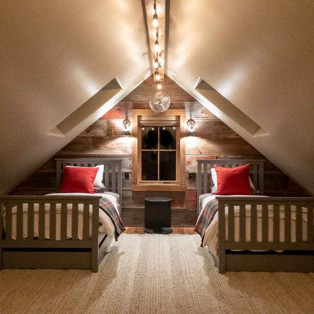 9. Rustic Cabin-Style Loft Bedroom with Twin Beds - loft bedroom ideas