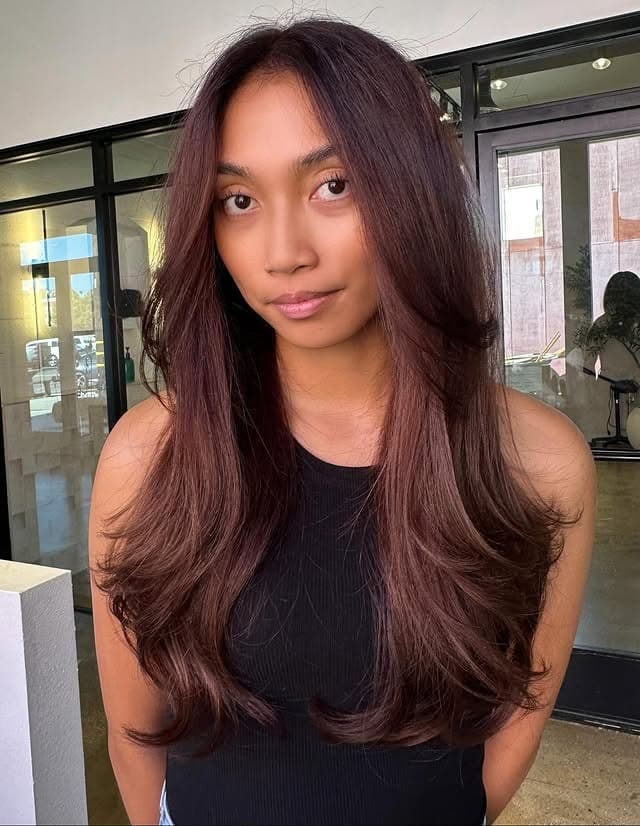 12. Rich Mahogany Brunette Layered Blowout - Brunette Hair Color