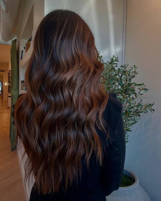 21. Long Chestnut Brunette Soft Waves - Brunette Hair Color