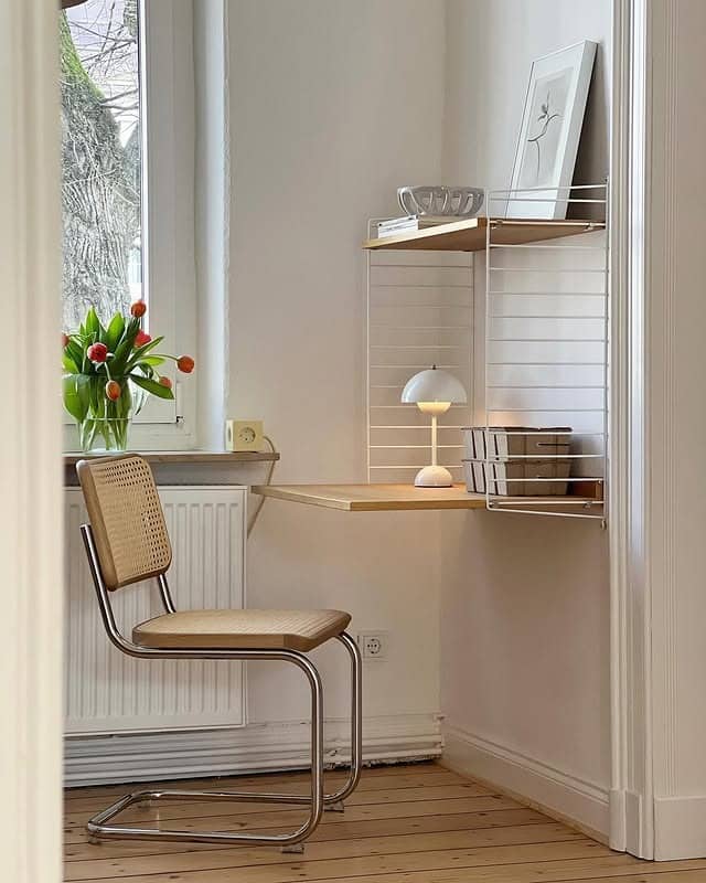 2. Minimal Scandinavian Corner Desk with Natural Wood and White Storage - small office ideas