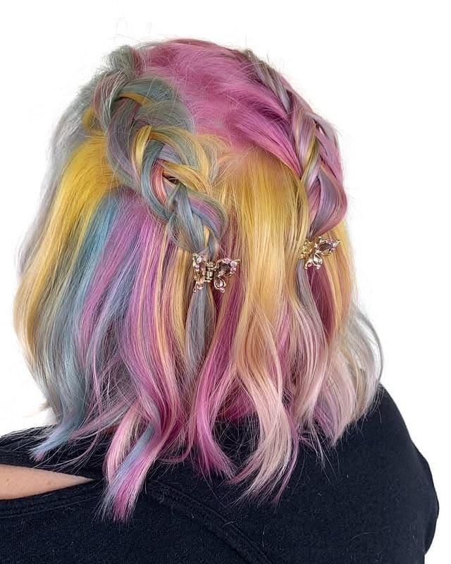 5. Pastel Braided Fantasy Color Blend - Pastel Hair Colors