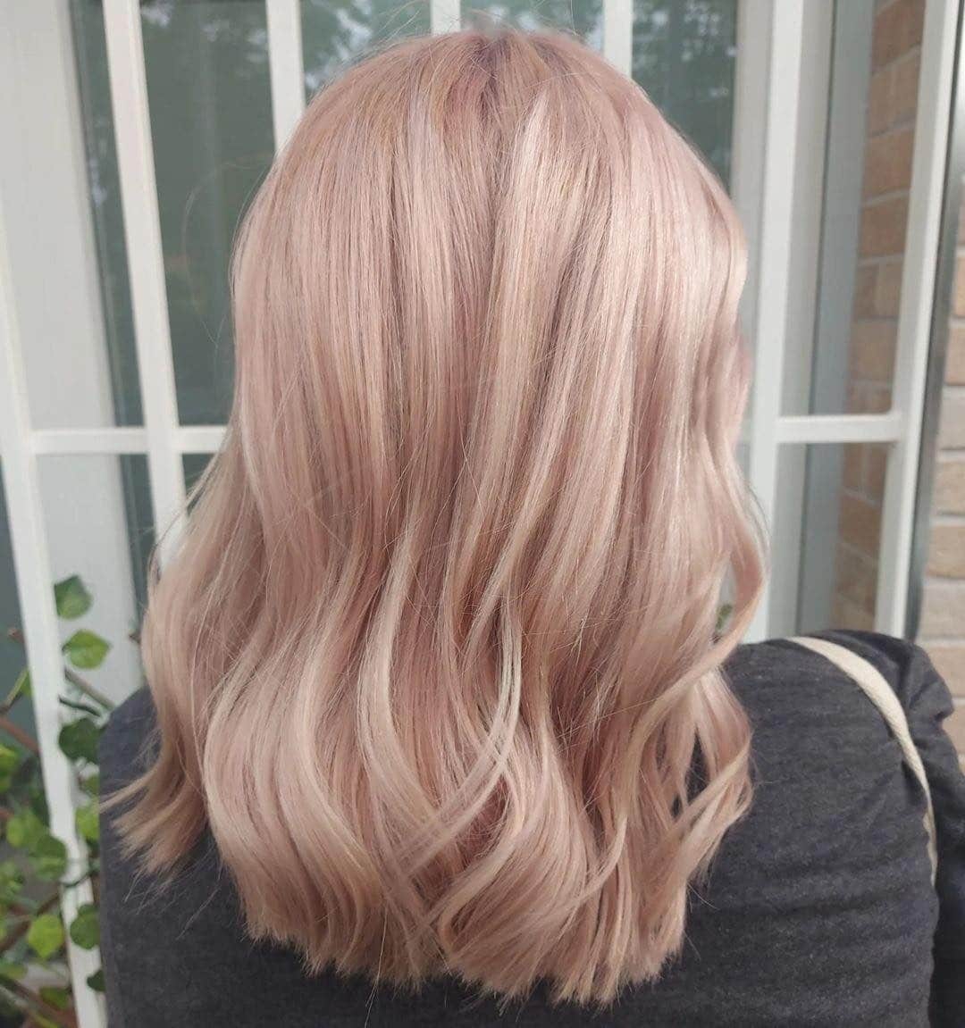 16. Soft Dusty Rose Pastel Wavy Lob - Pastel Hair Colors