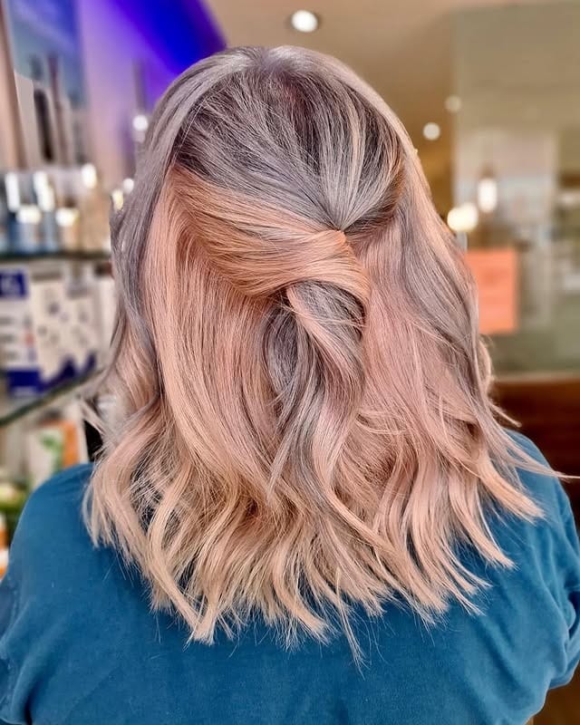 18. Peach Blonde Pastel Half-Up Twist - Pastel Hair Colors