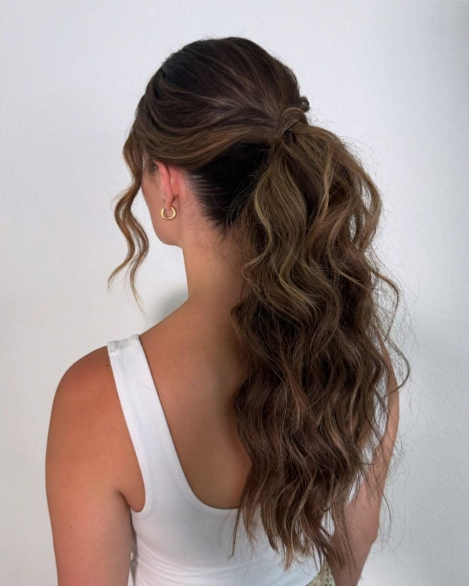 3. Relaxed Textured Ponytail with Soft Chocolate Brown Balayage - Ponytail Hairstyles