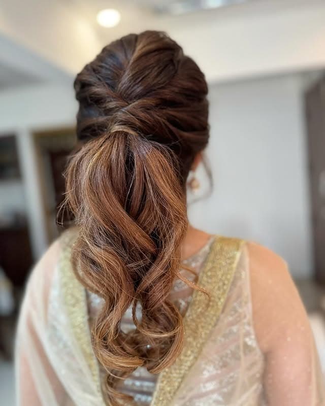 9. Soft Glam Ponytail with Dark Chocolate Brown Waves - Ponytail Hairstyles