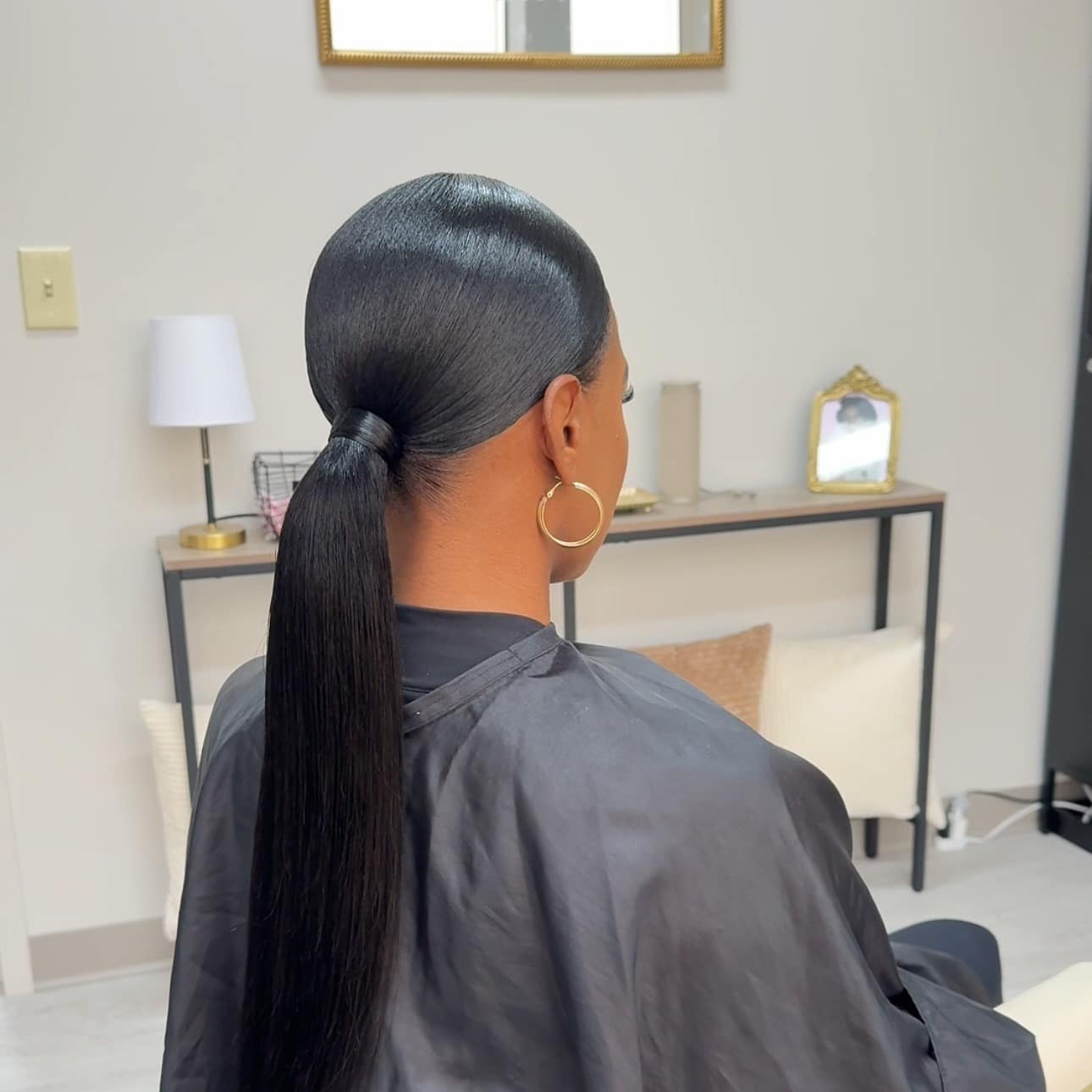14. Ultra Sleek Low Ponytail with Jet Black Shine - Ponytail Hairstyles