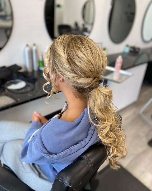 18. Low Twisted Ponytail with Soft Champagne Blonde - Ponytail Hairstyles