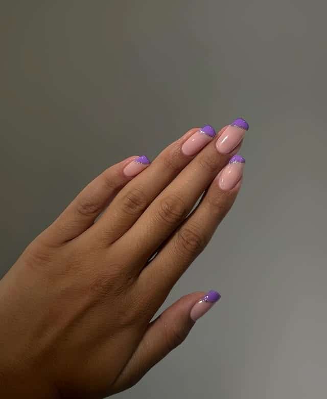 2. Lilac French Tip Nails with Silver Detail - purple and silver nail ideas