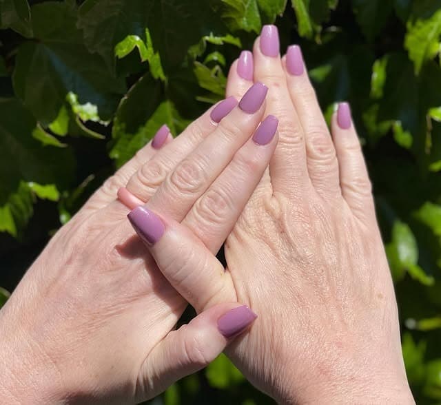 20. Dusty Mauve Coffin Nails with Matte Finish - purple coffin nail ideas