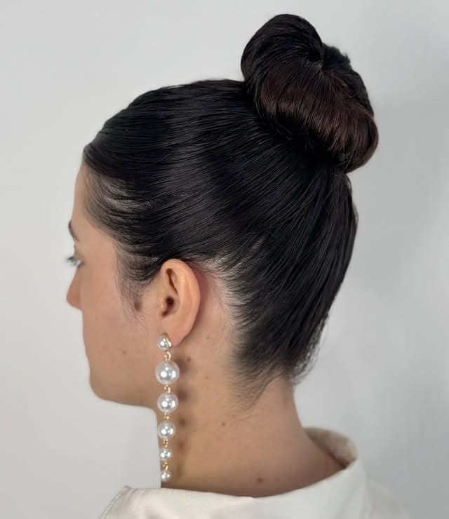 14. High Gloss Bun in Deep Espresso Brown - Slick Back Hairstyles