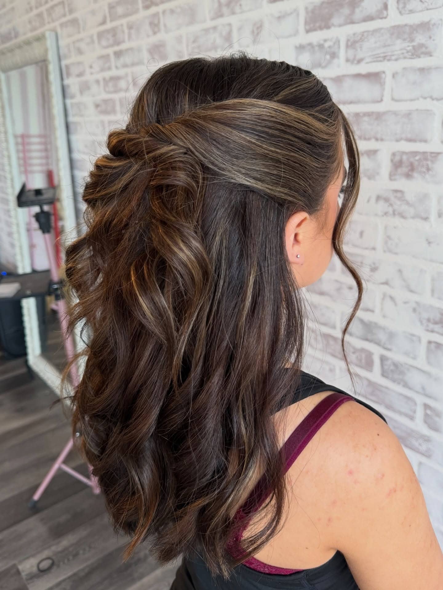 21. Half-Up Slick Twist with Chocolate Brown Balayage - Slick Back Hairstyles