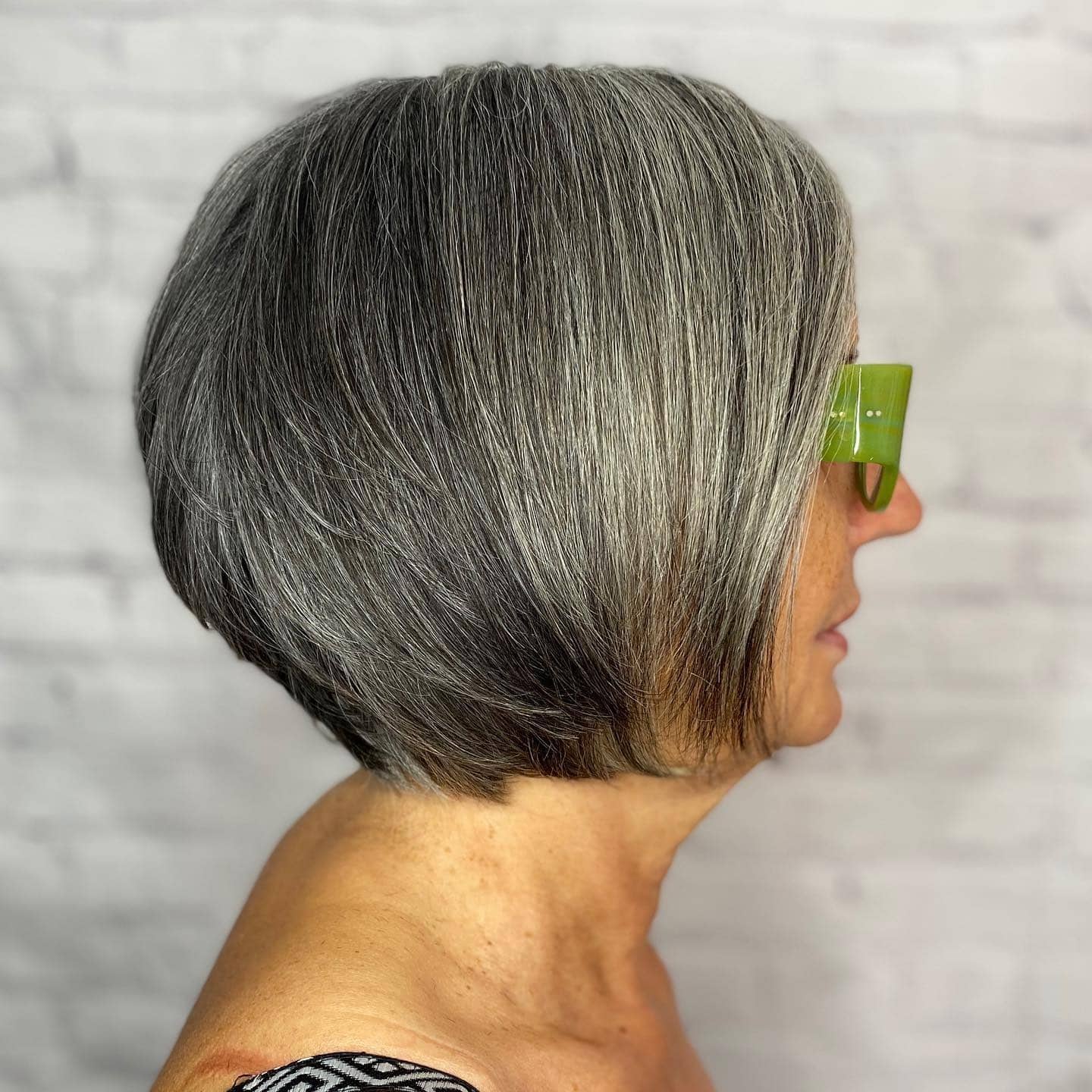 9. Silver Gray Stacked Bob - Stacked Haircuts