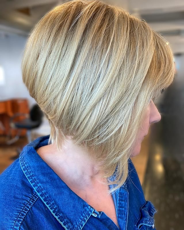 16. Light Blonde Textured Stacked Bob - Stacked Haircuts