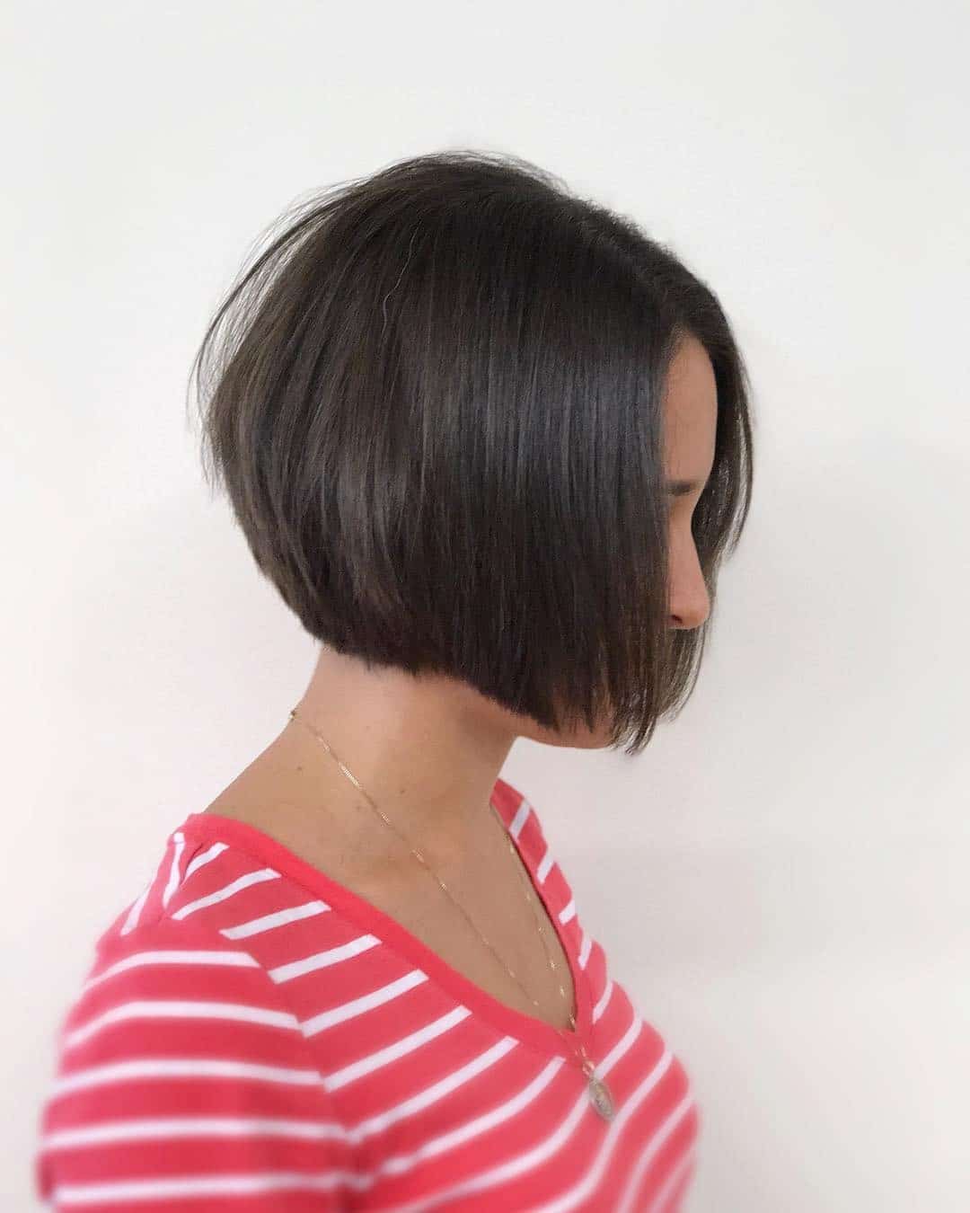 22. Deep Brunette Angled Stacked Bob - Stacked Haircuts