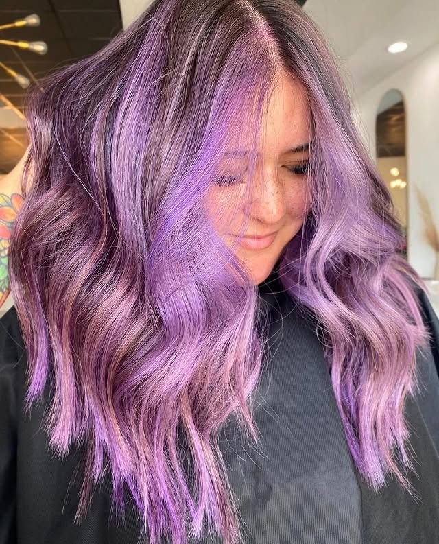 7. Lavender Balayage Waves - Light Purple Hair Color