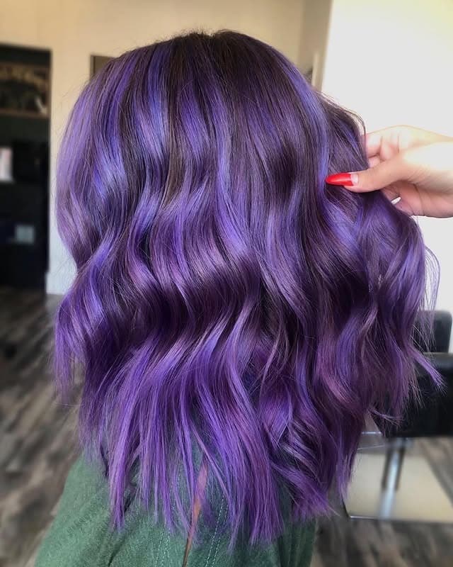 8. Amethyst Purple Soft Waves - Light Purple Hair Color