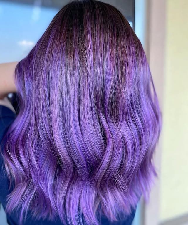 10. Lavender Violet Glossy Waves - Light Purple Hair Color