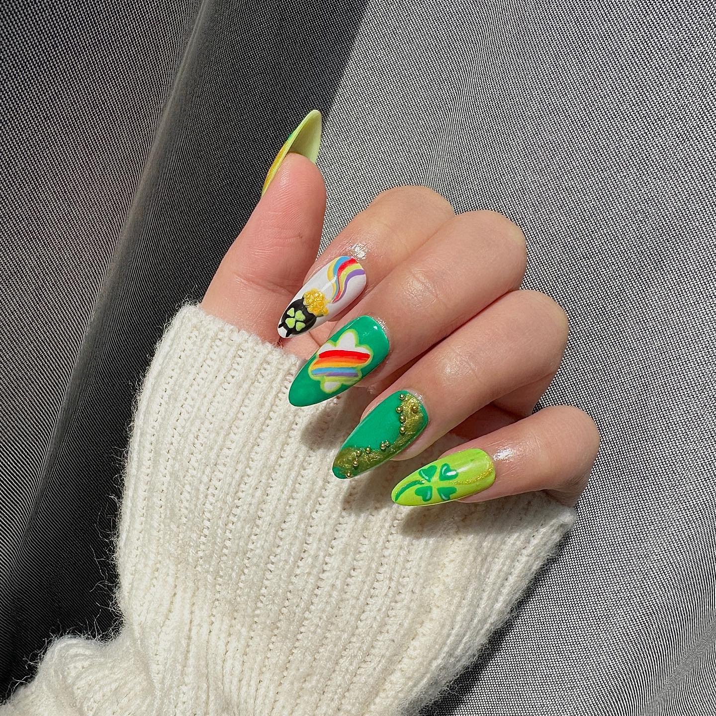 20. Bright Green Lucky Charm Square Nails - saint patrick's day nail ideas