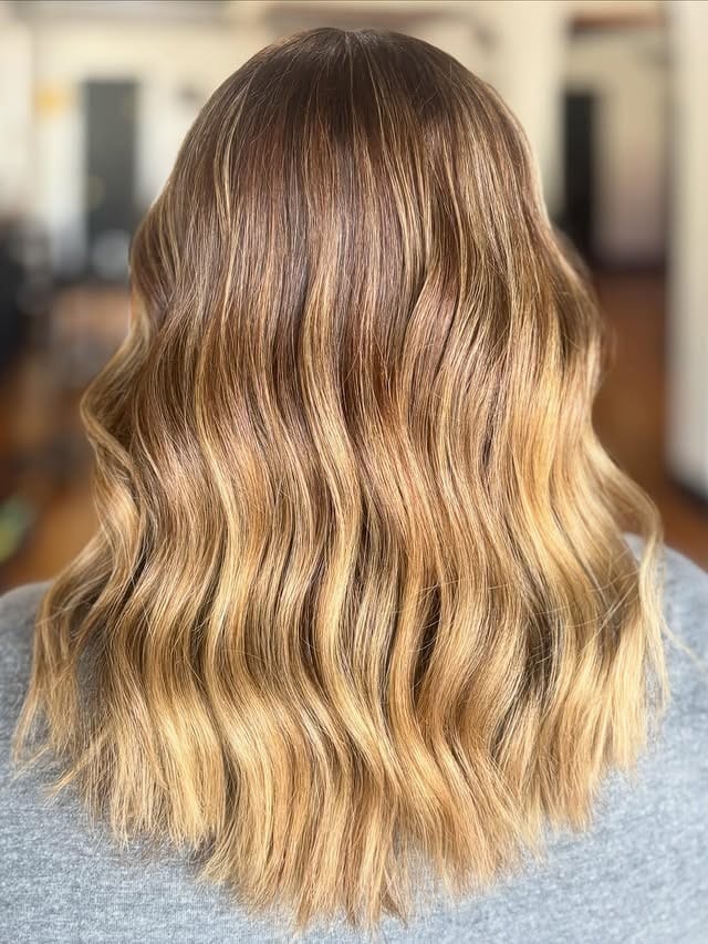 7. Golden Melt Balayage with Root Shadow - Warm Blonde Hair Color