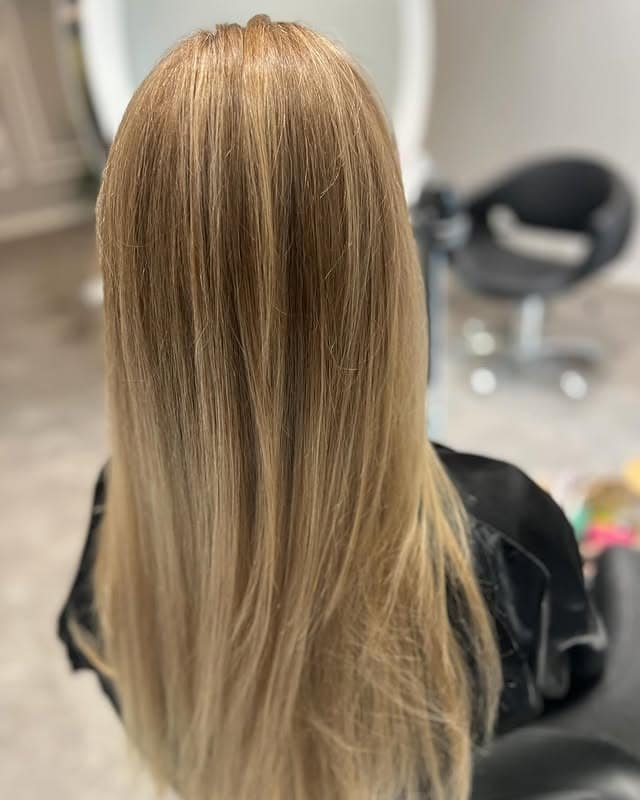 16. Caramel Blonde Straight Finish with Gloss Shine - Warm Blonde Hair Color