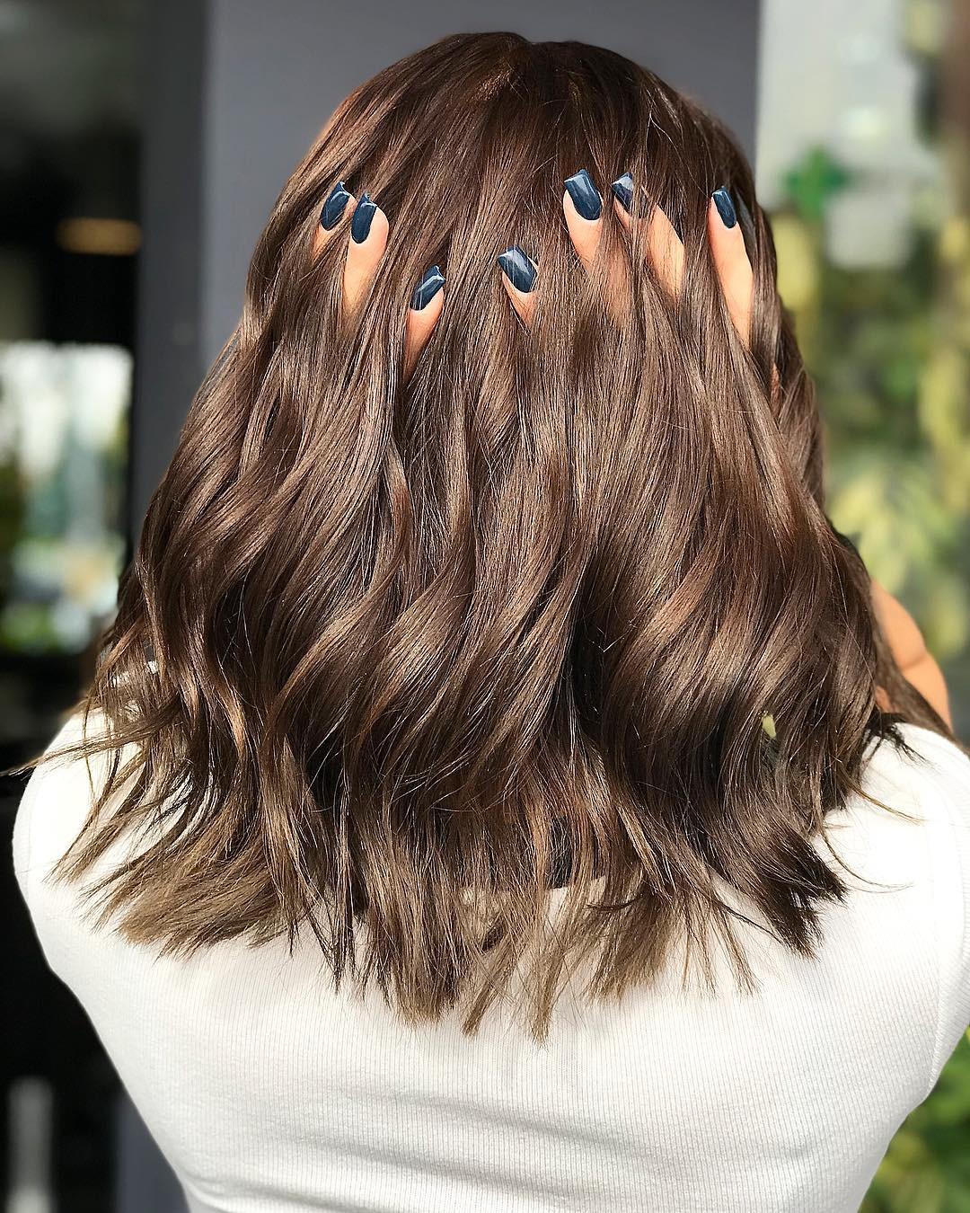 8. Warm Mocha Textured Waves - Cool Brown Hair Color