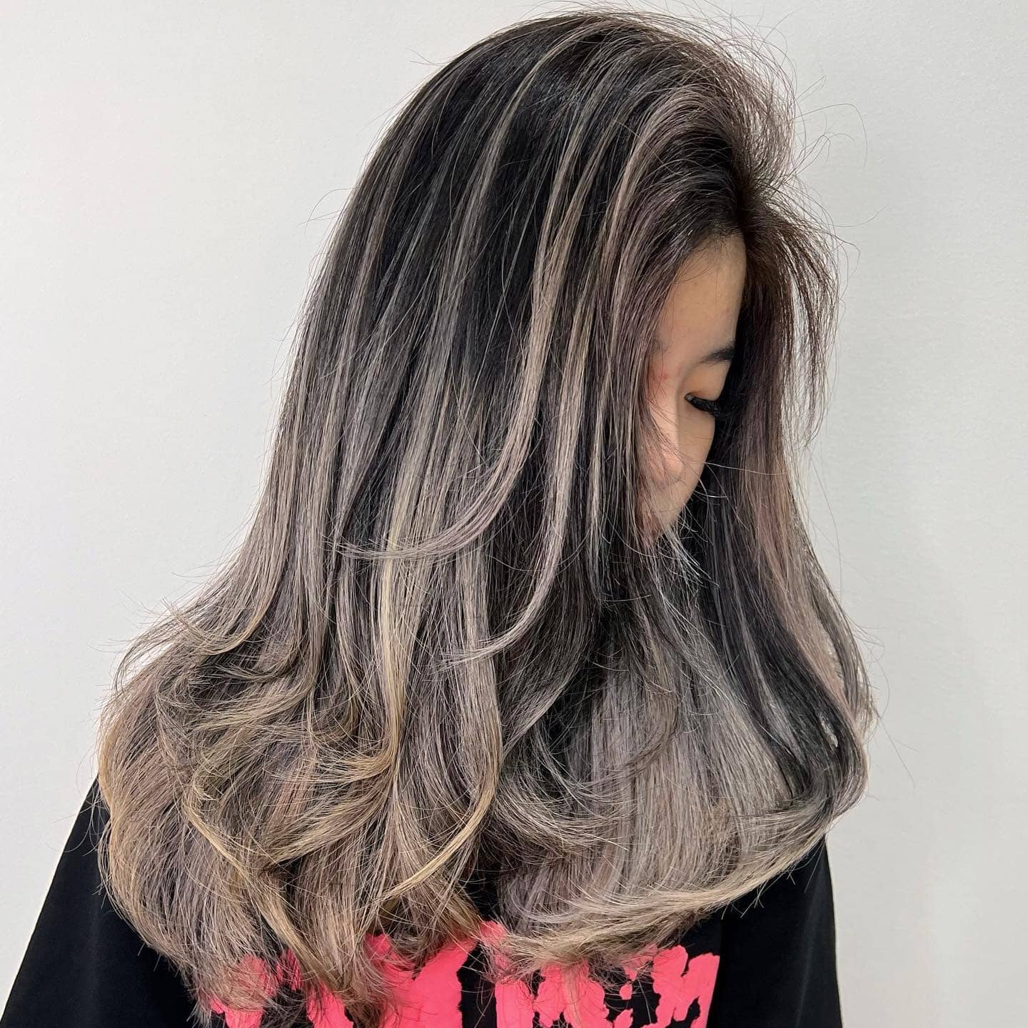 15. Smoky Ash Brown Layered Cut with Face-Framing Volume - Cool Brown Hair Color