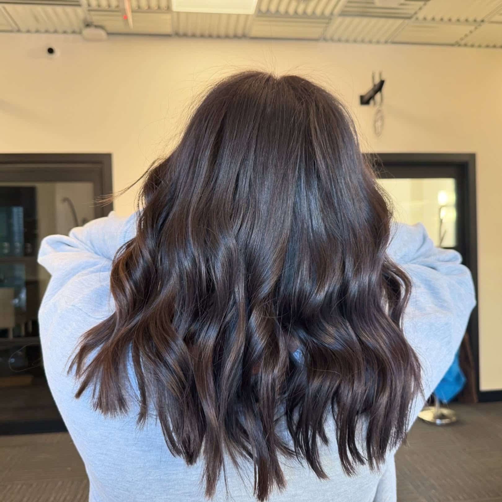 17. Deep Espresso Brown Soft Waves - Cool Brown Hair Color