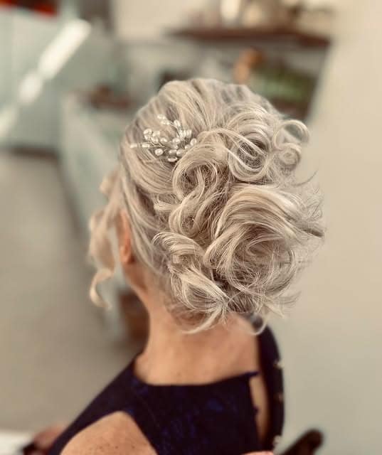 1. Soft Silver Textured Updo with Pearl Accent - Updo Hairstyles