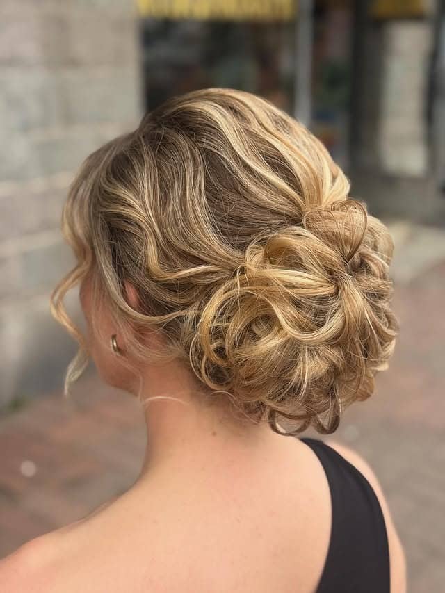 2. Loose Blonde Low Bun with Face-Framing Pieces - Updo Hairstyles