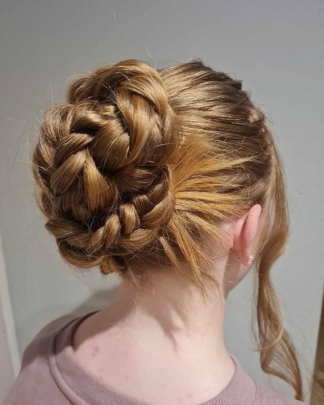 3. Braided Cinnamon Blonde Updo Bun - Updo Hairstyles