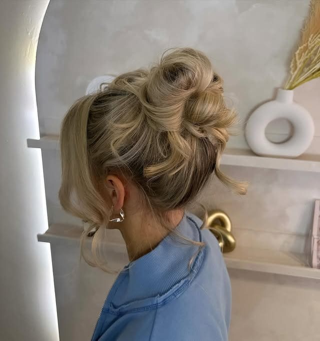 20. Soft Dimensional Blonde Textured Bun Updo - Updo Hairstyles