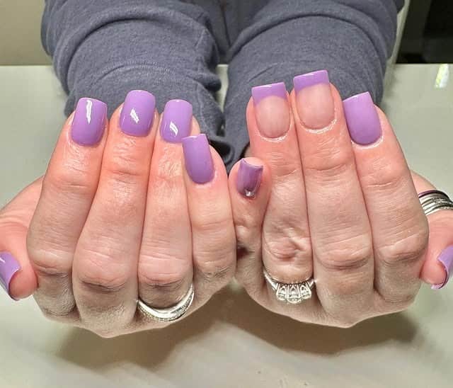 10. Classic Light Purple Short Square Nails - short purple nail ideas