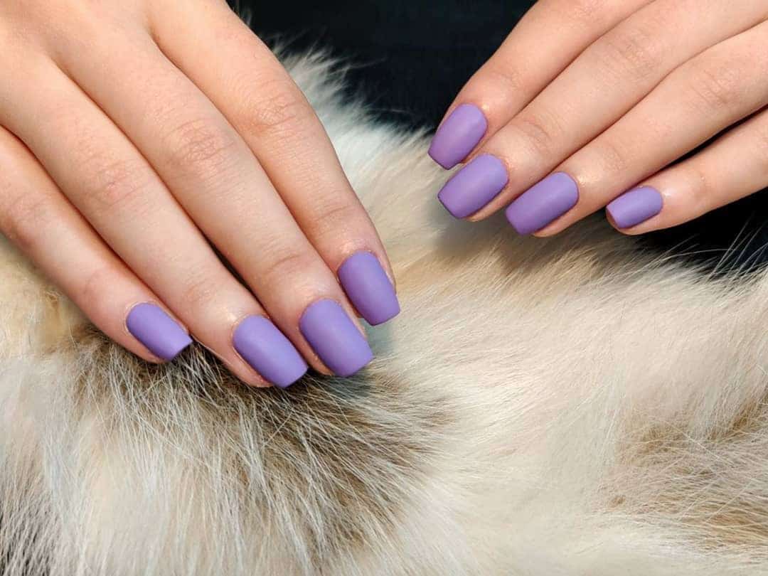 17. Matte Lavender Short Square Nails - short purple nail ideas