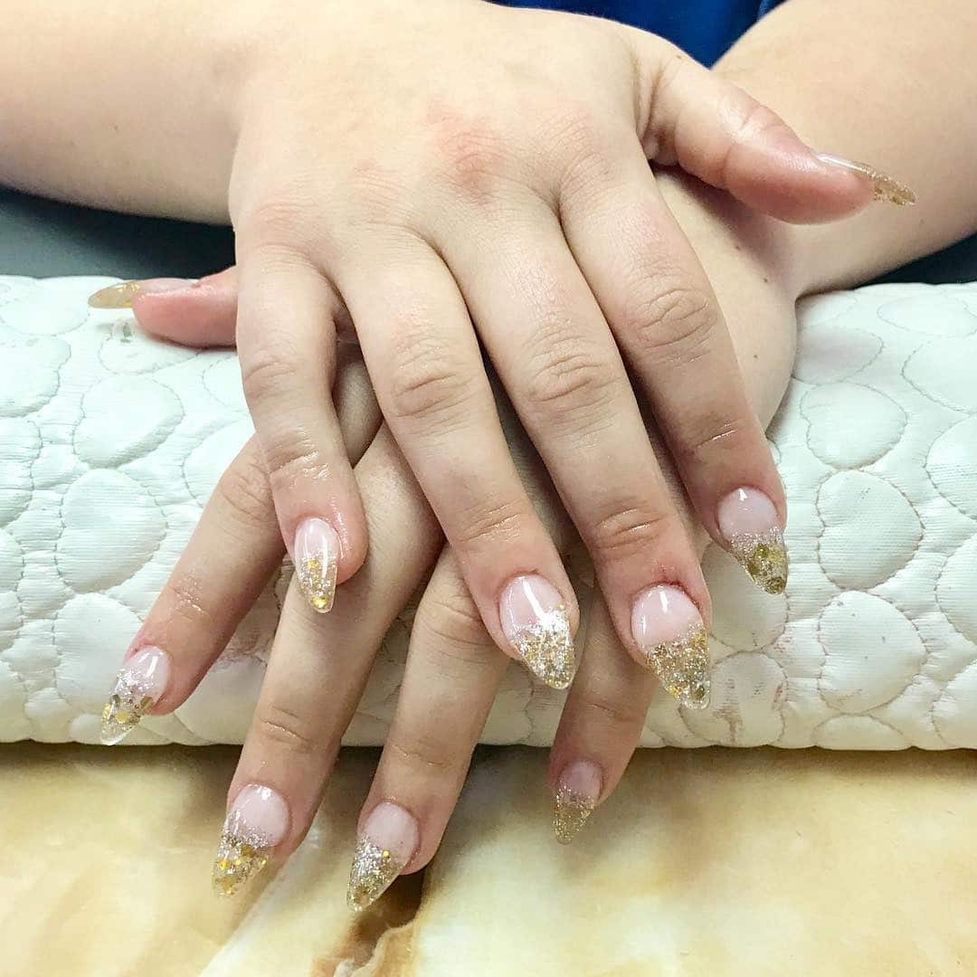 10. Glitter Fade French Tips in Gold and Silver - silver and gold nail ideas