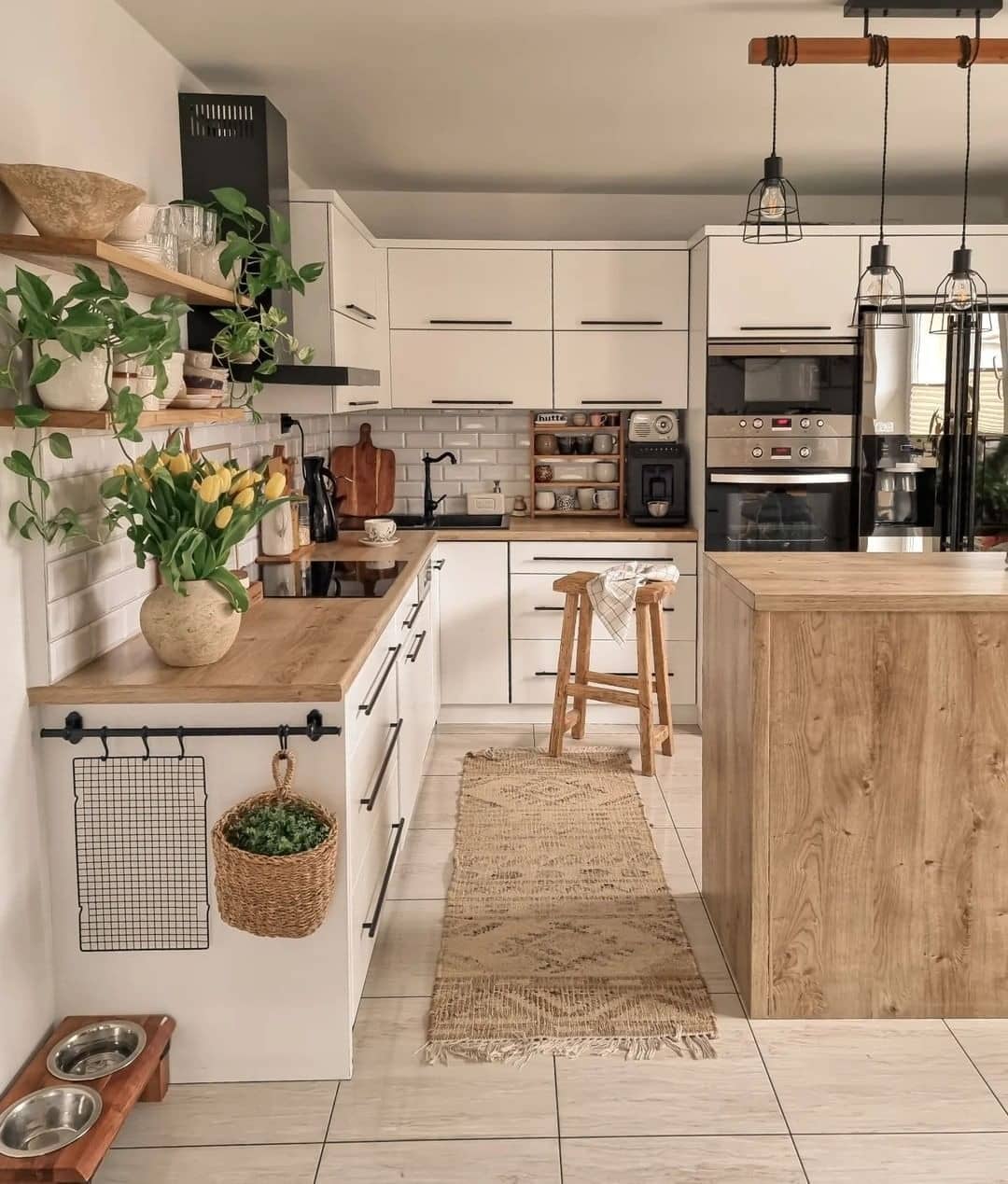3. Soft Neutral Boho Kitchen with Natural Wood Accents - boho kitchen ideas