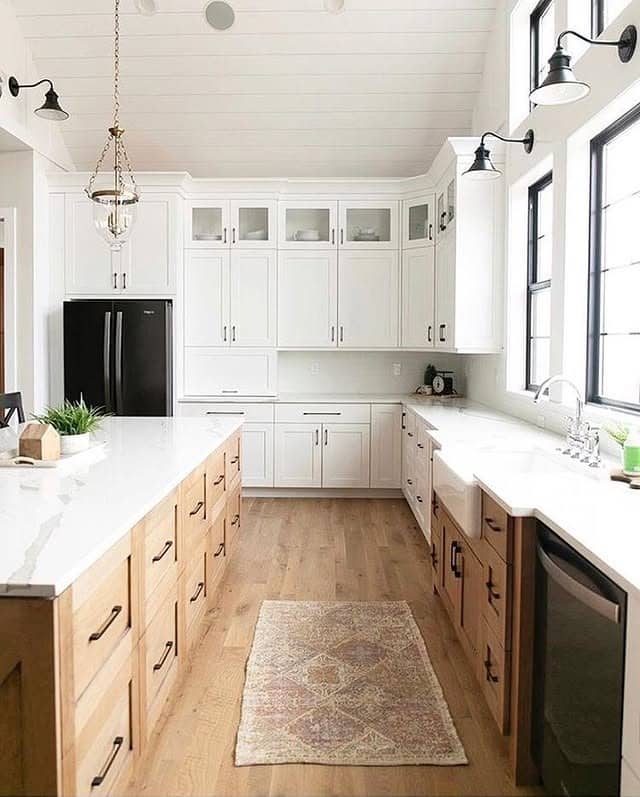 7. Minimal Farmhouse Boho Kitchen with Light Wood and White Finishes - boho kitchen ideas