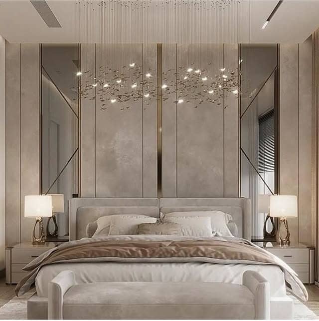 12. Luxe Cream and Gold Bedroom with Upholstered Sofa Bench - sofa in bedroom ideas